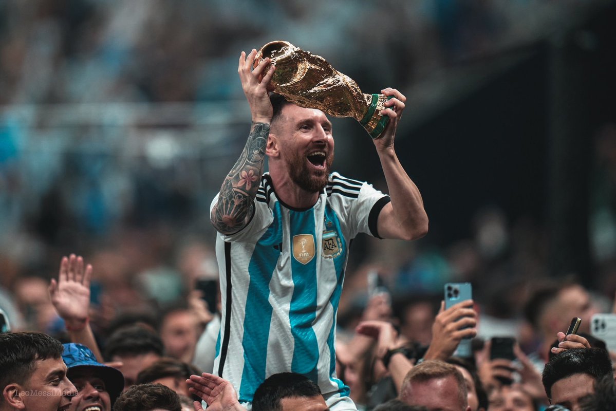 Messi in joy as Aregntina lifts the world cup